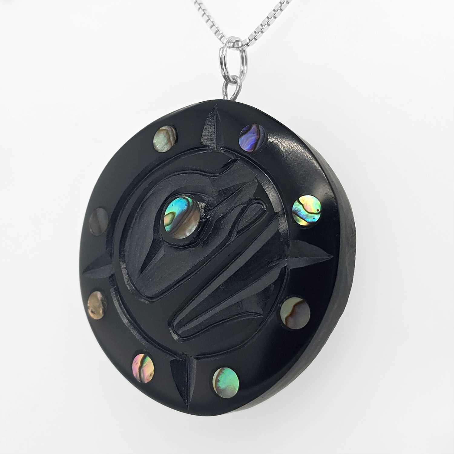 argillite full moon pendant by haida artist amy edgars