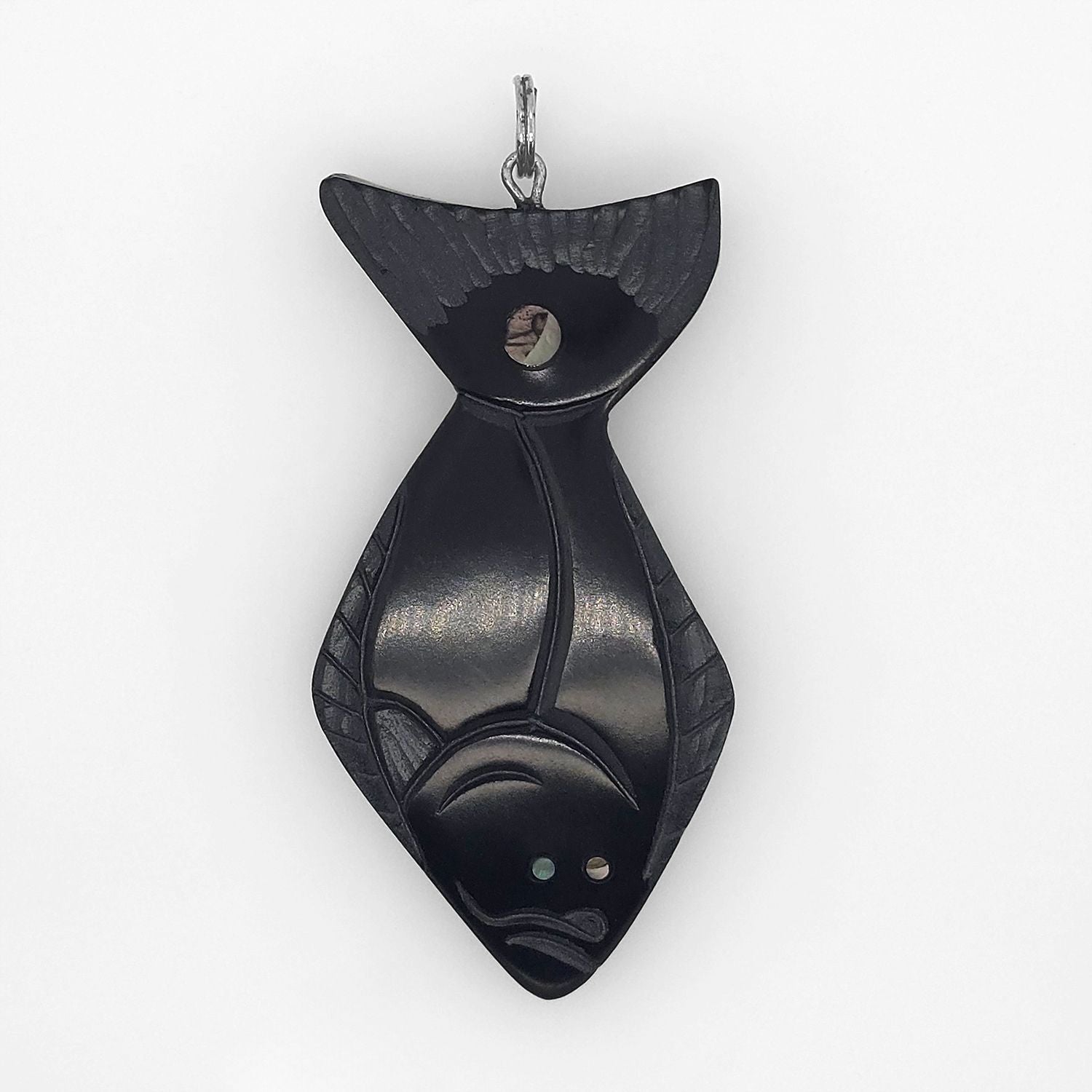 Argillite Halibut Pendant by Haida Artist Amy Edgars