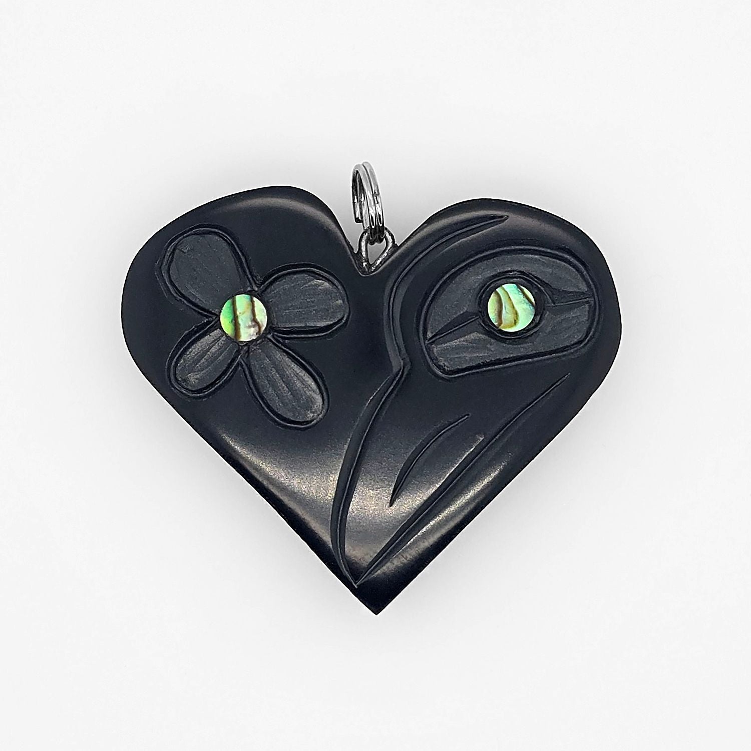 Argillite Hummingbird Heart Pendant by Haida Artist Amy Edgars