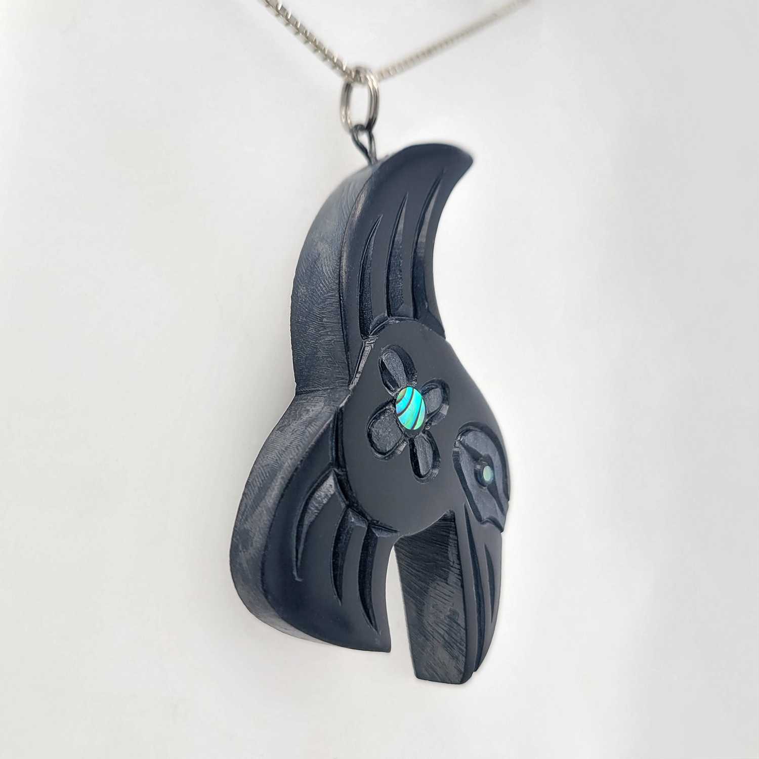 Argillite Hummingbird Pendant by Haida artist Amy Edgars