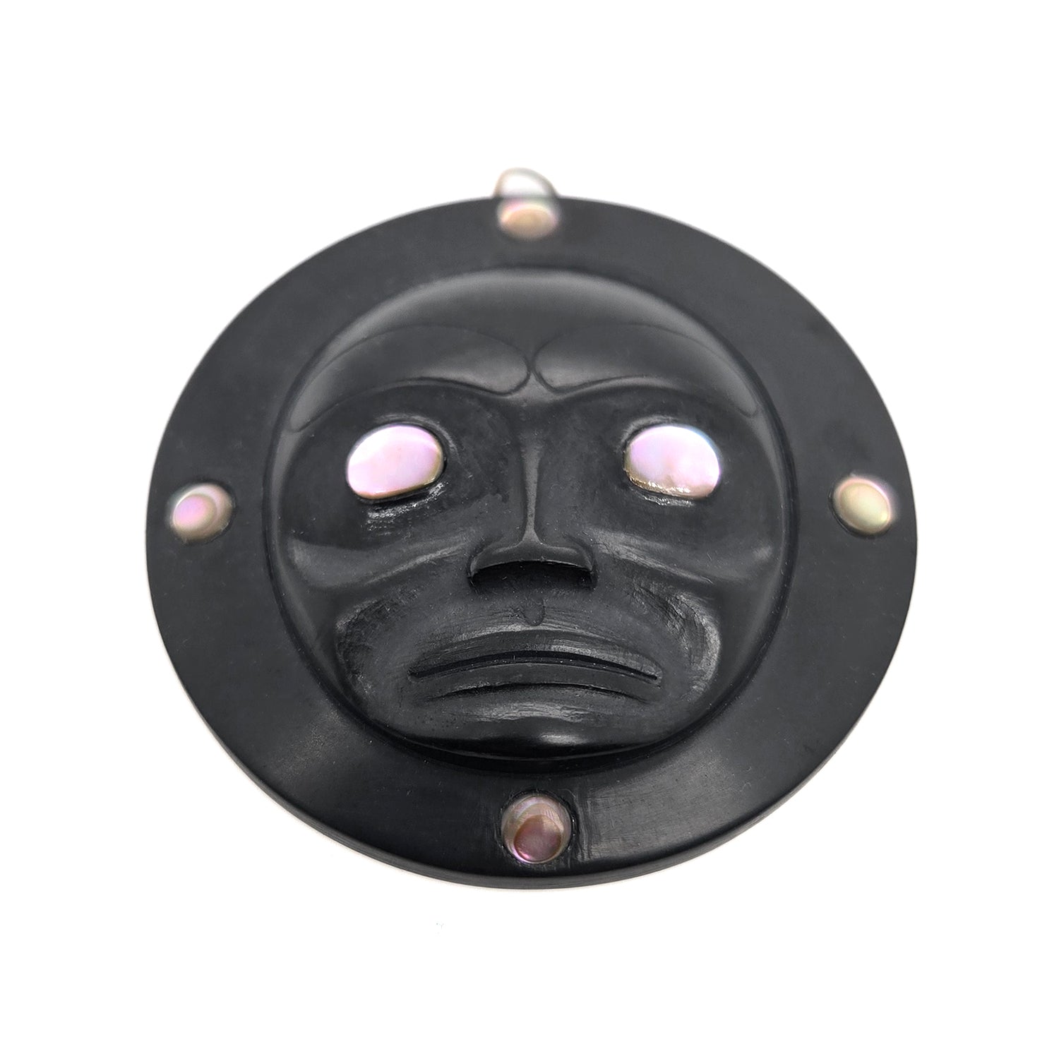 Argillite Moon Pendant by Haida artist Ron Russ