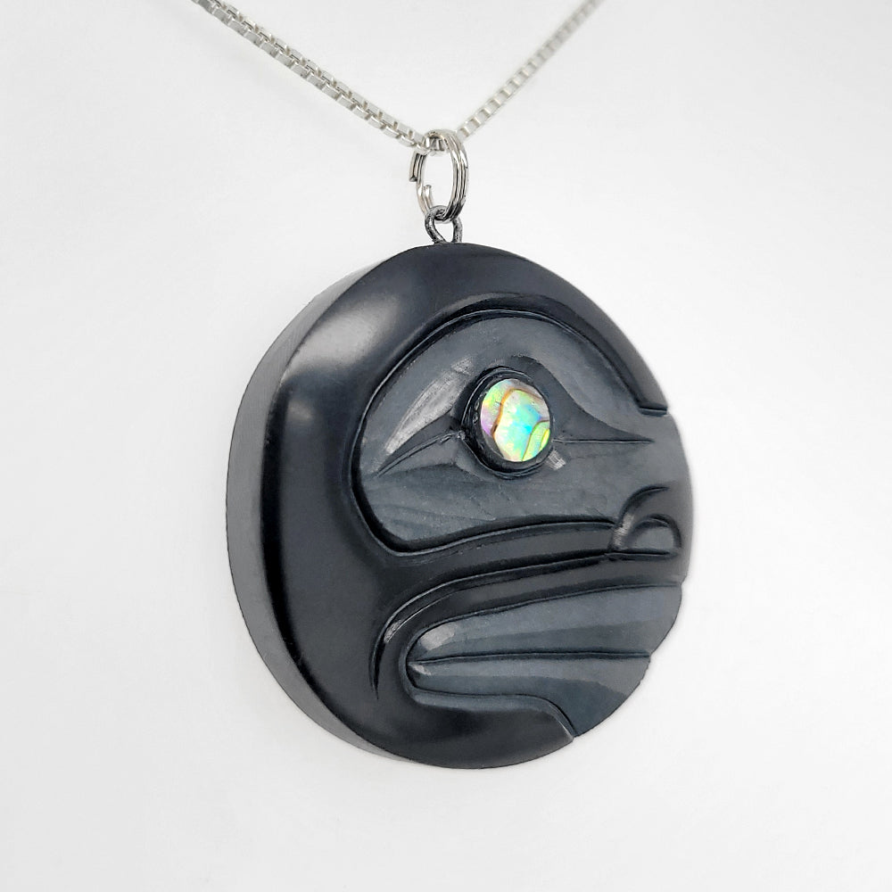 Argillite Moon Pendant by Haida artist Amy Edgars