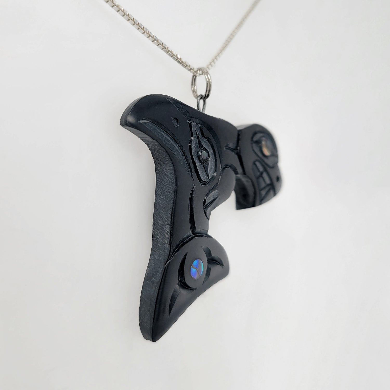 Argillite Orca Pendant hand-carved by Haida artist Amy Edgars