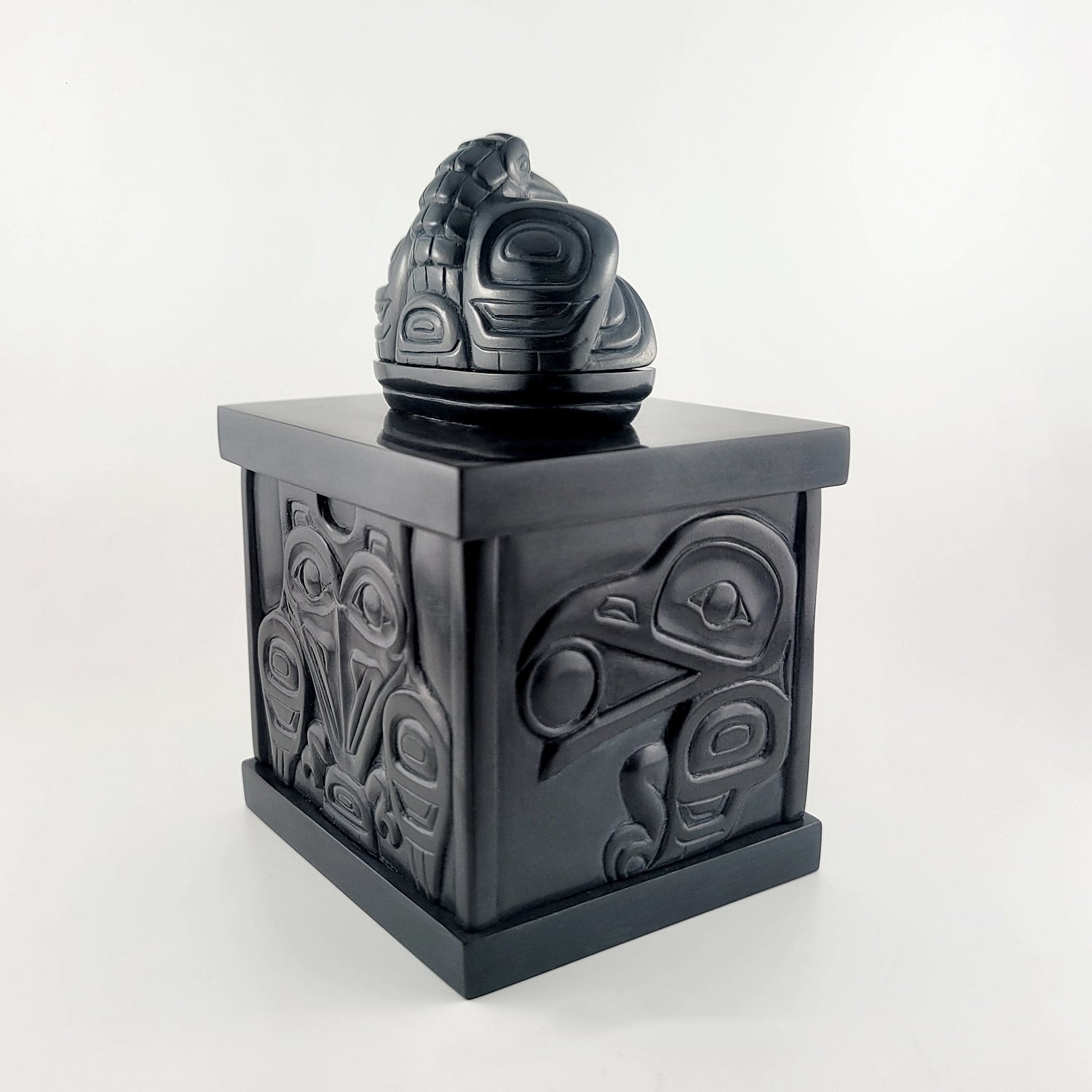 Argillite Raven Box by Haida artist Gryn White