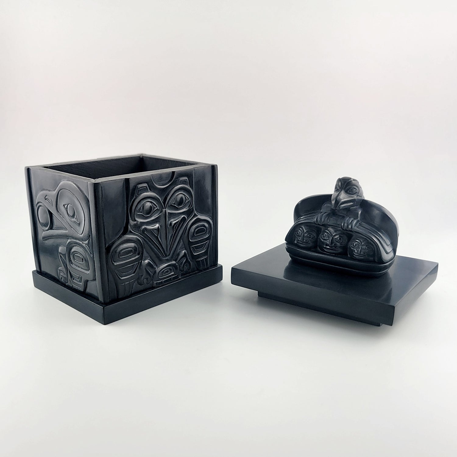 Argillite Raven Box by Haida artist Gryn White