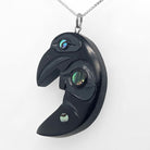 Argillite Raven Moon Pendant by Haida Artist Amy Edgars