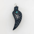 Argillite Raven Feather Pendant by Haida artist Amy Edgars