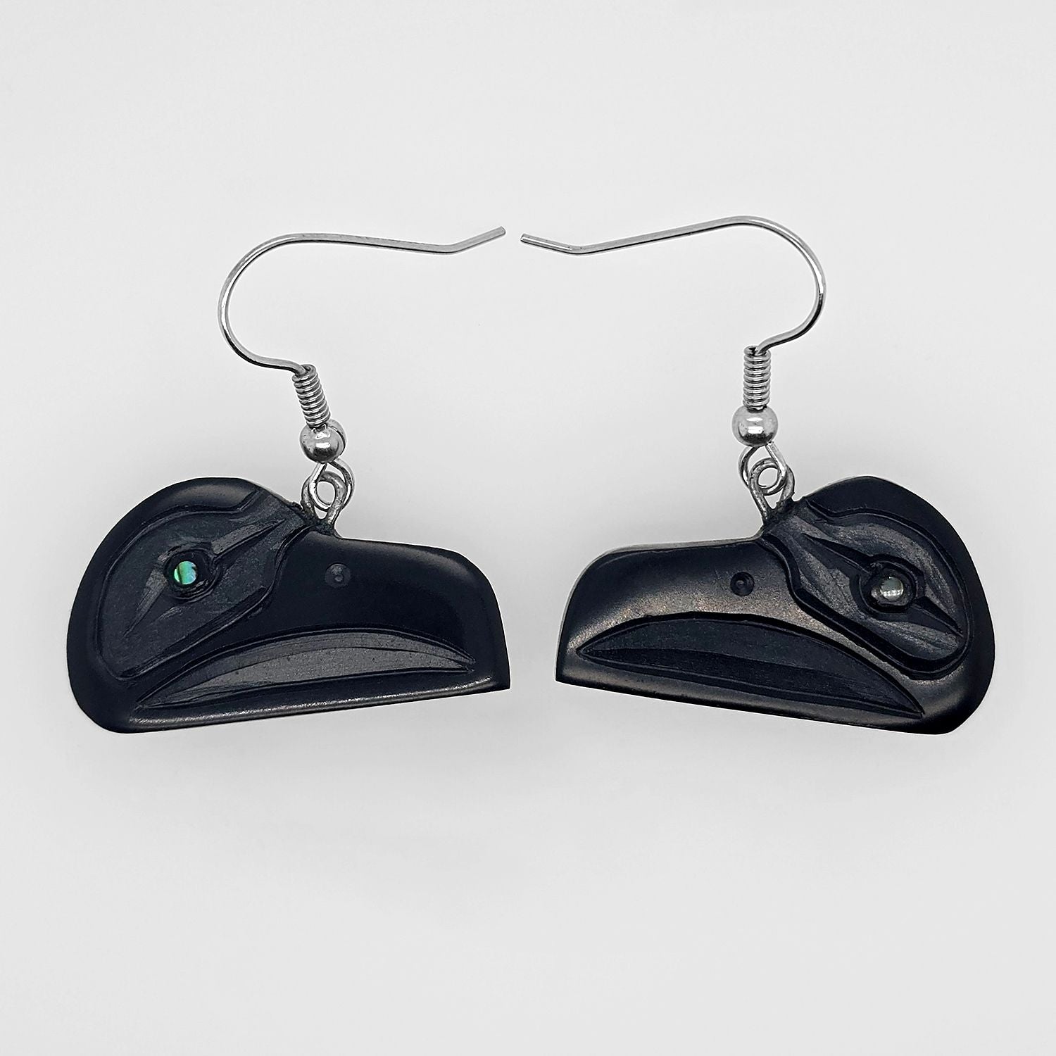 Argillite Raven Head Earrings by Haida Artist Amy Edgars
