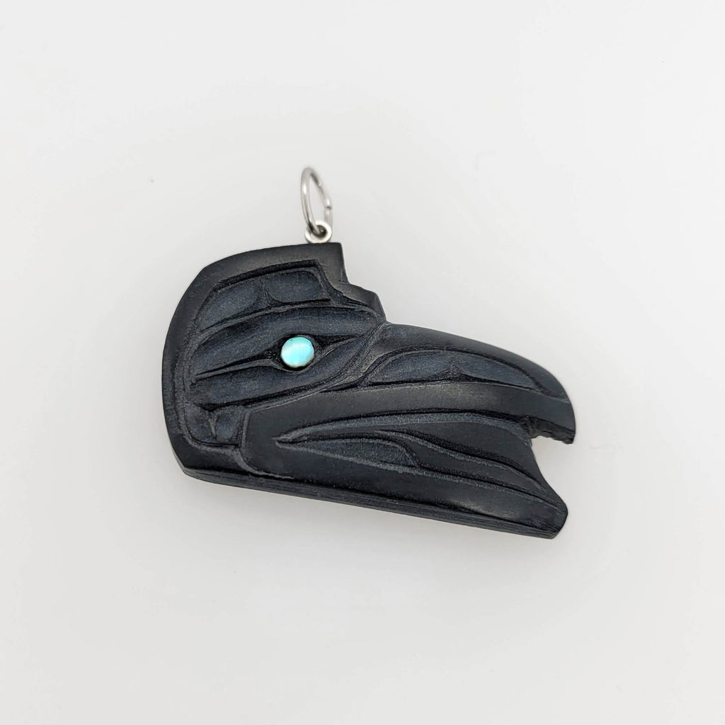 Argillite Raven Pendant by Haida artist Carl Thompson