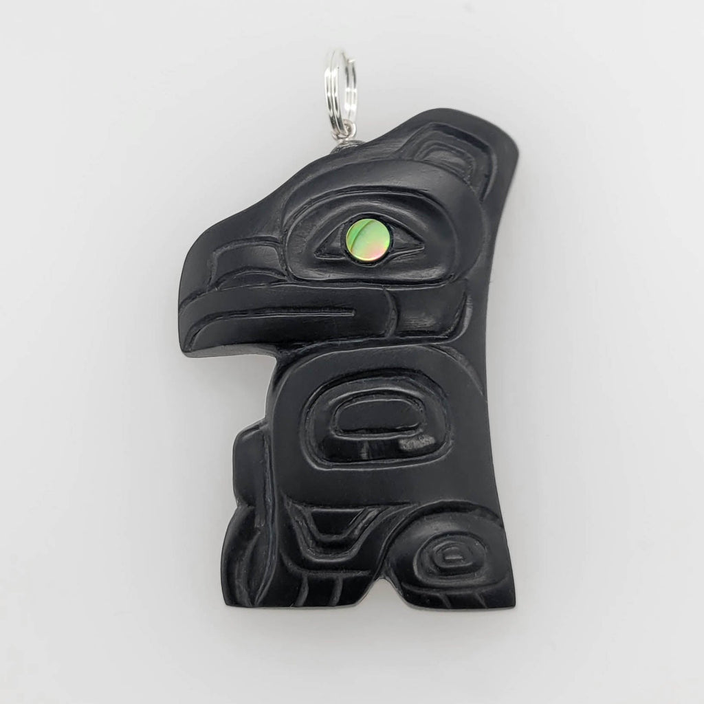 Argillite Raven Pendant by Haida artist Gryn White