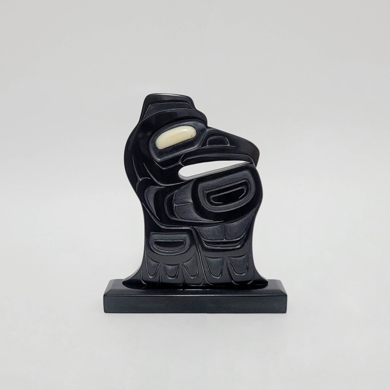 Argillite Raven Sculpture by Donovan Gates, Haida – Spirits of the