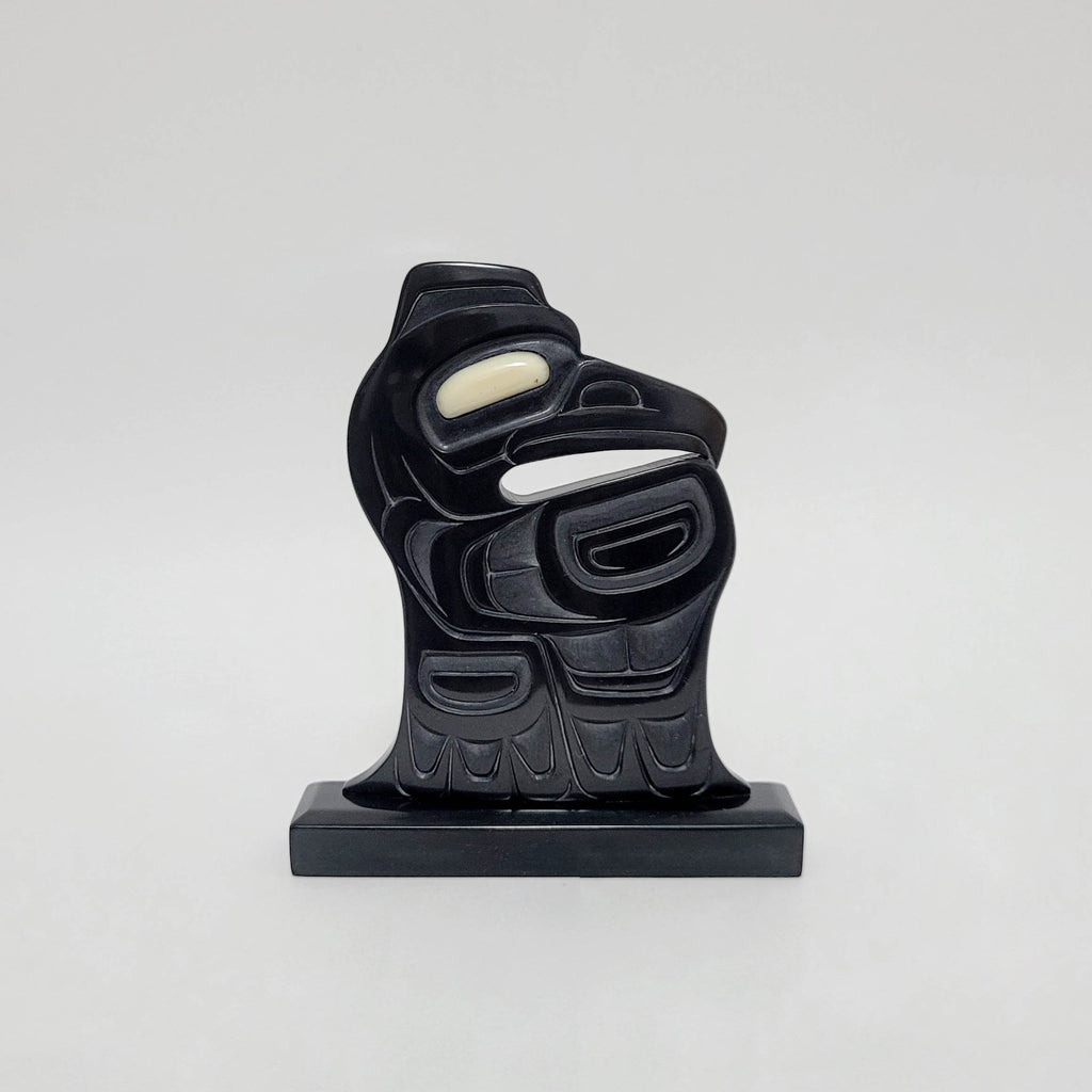 Argillite Raven Sculpture by Haida artist Donovan Gates