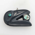 Argillite Raven and the Light Pendant by Haida artist Amy Edgars