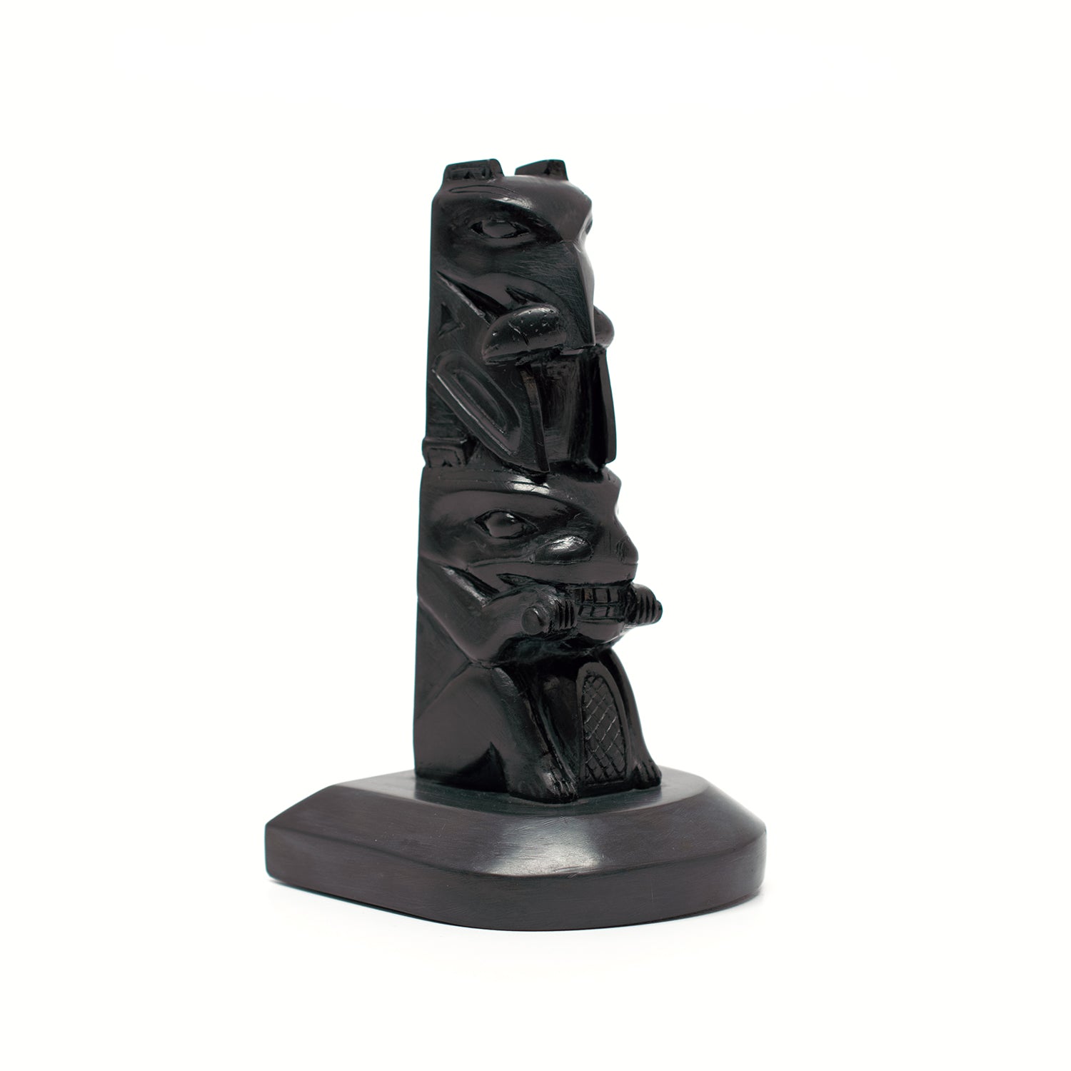 Argillite Raven and Beaver Pole by Haida artist Ed Calder