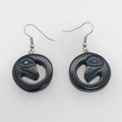 Argillite and Abalone Raven Earrings by Haida carver Amy Edgars