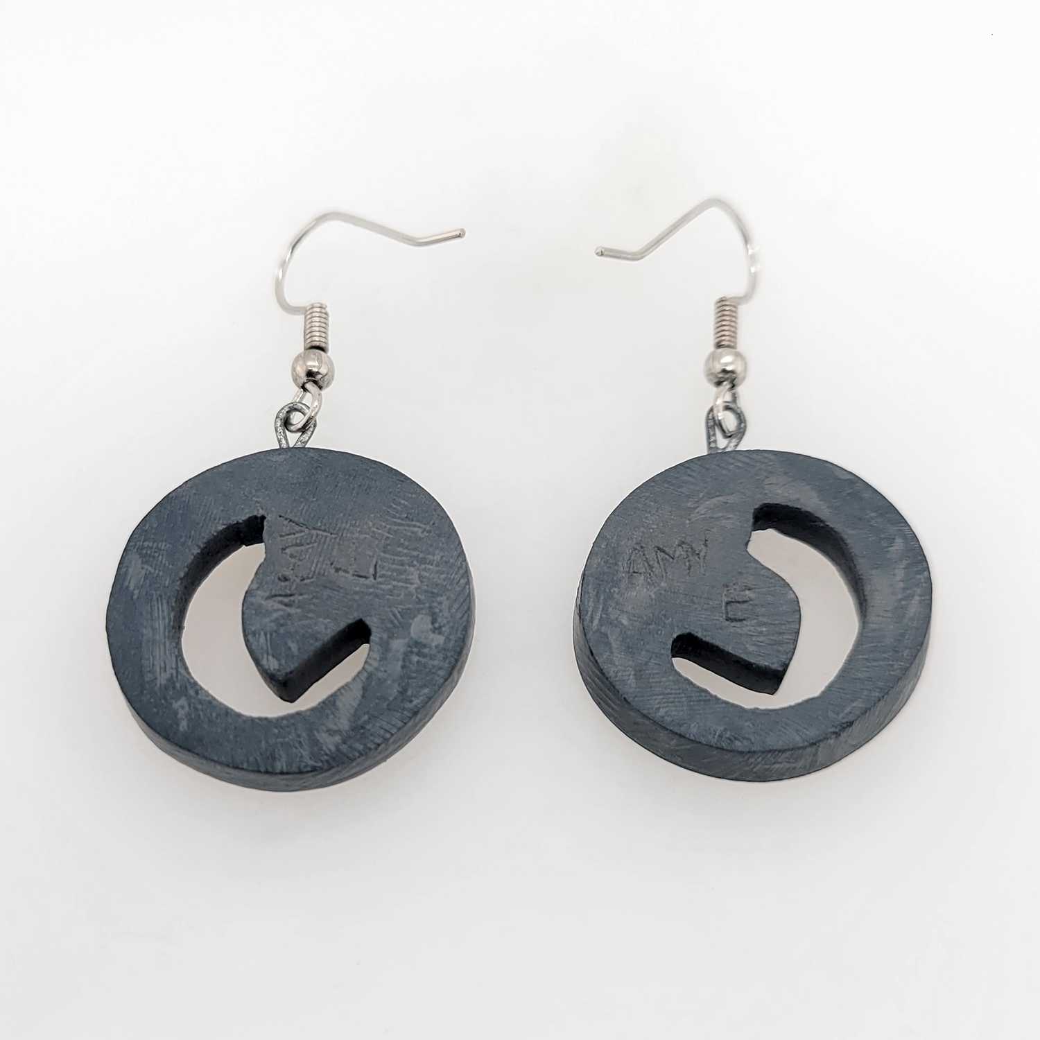 Argillite and Abalone Raven Earrings by Haida carver Amy Edgars