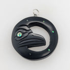 Argillite and Abalone Raven Pendant by Haida artist Amy Edgars