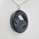 Argillite and Abalone Raven Pendant by Haida artist Amy Edgars