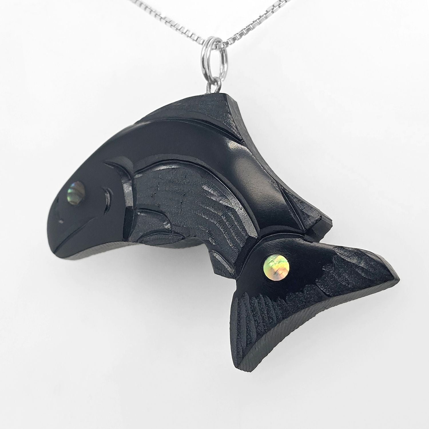 Argillite Salmon Pendant by Haida Artist Amy Edgars
