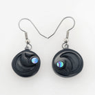 Argillite and Abalone Salmon Egg Earrings by Haida carver Amy Edgars