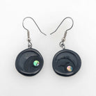 Argillite and Abalone Salmon Egg Earrings by Haida carver Amy Edgars