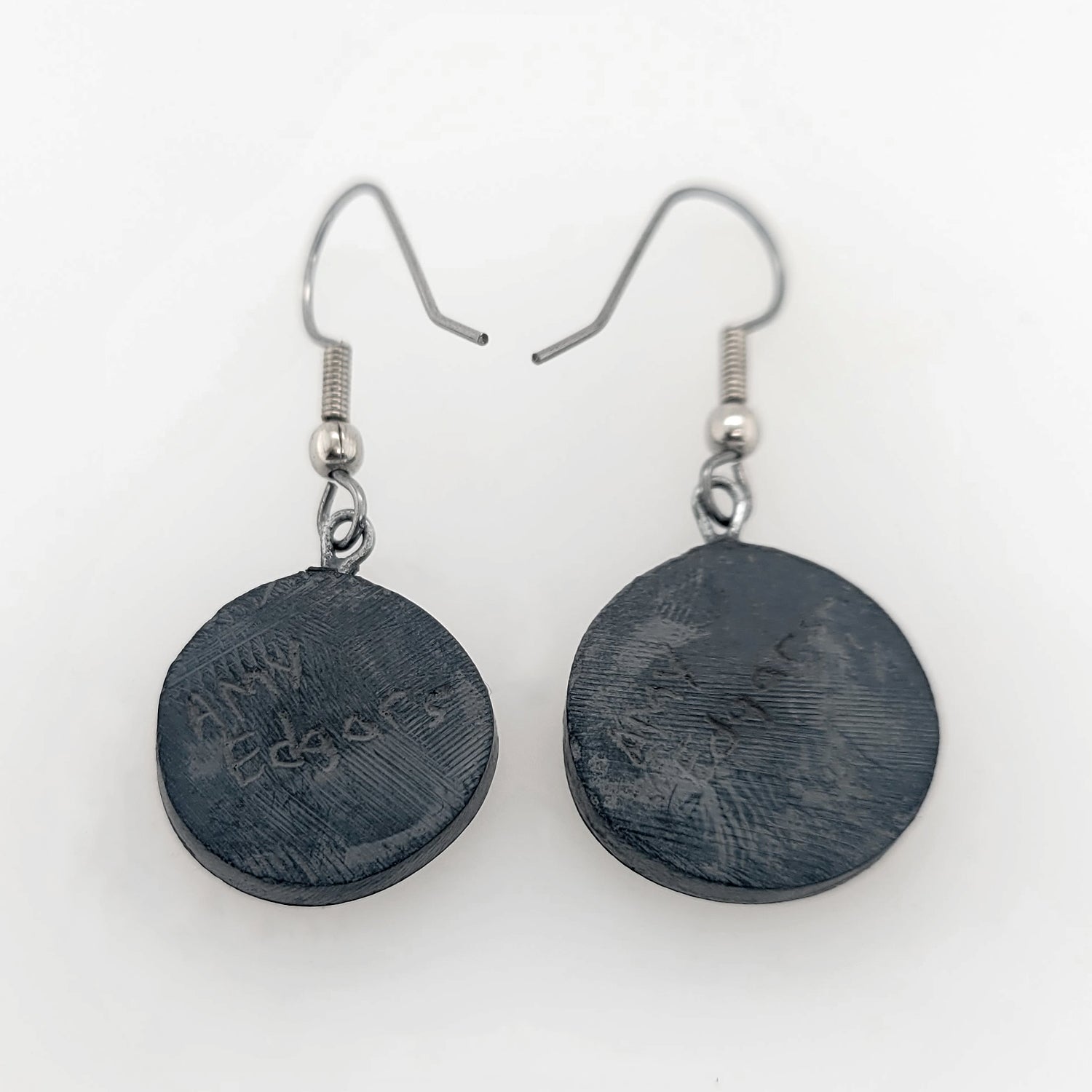 Argillite and Abalone Salmon Egg Earrings by Haida carver Amy Edgars