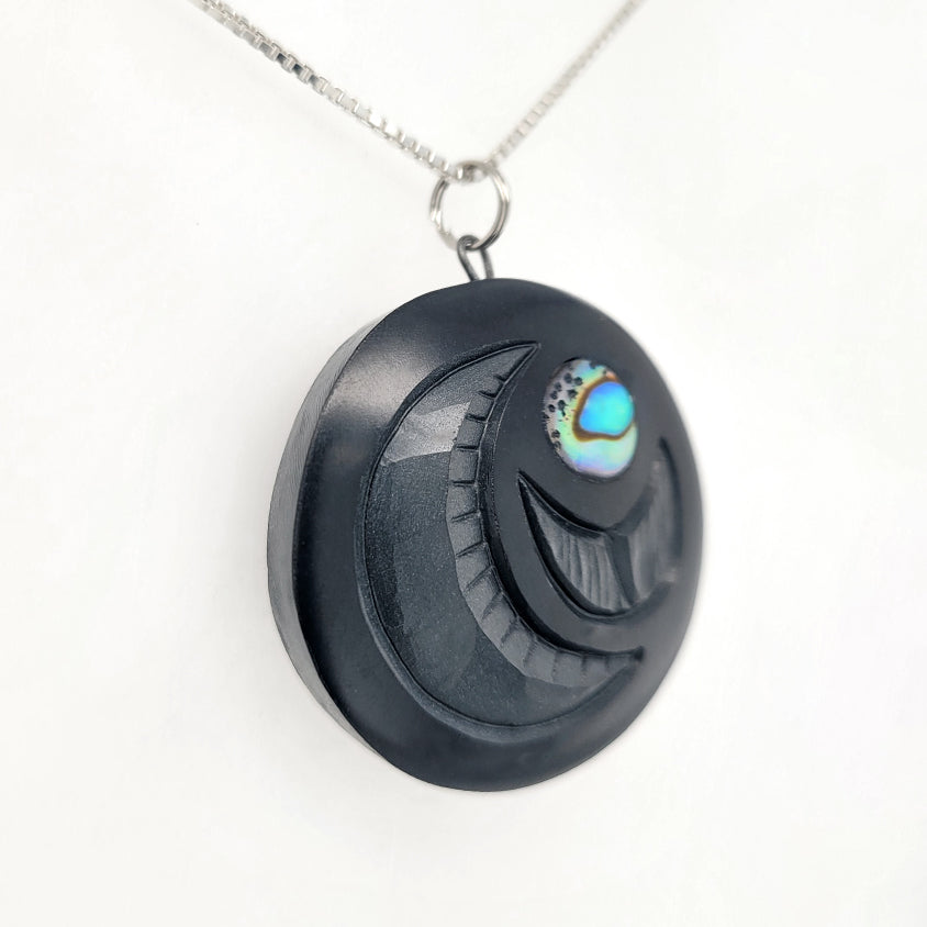 Argillite Salmon Egg Pendant by Haida artist Amy Edgars