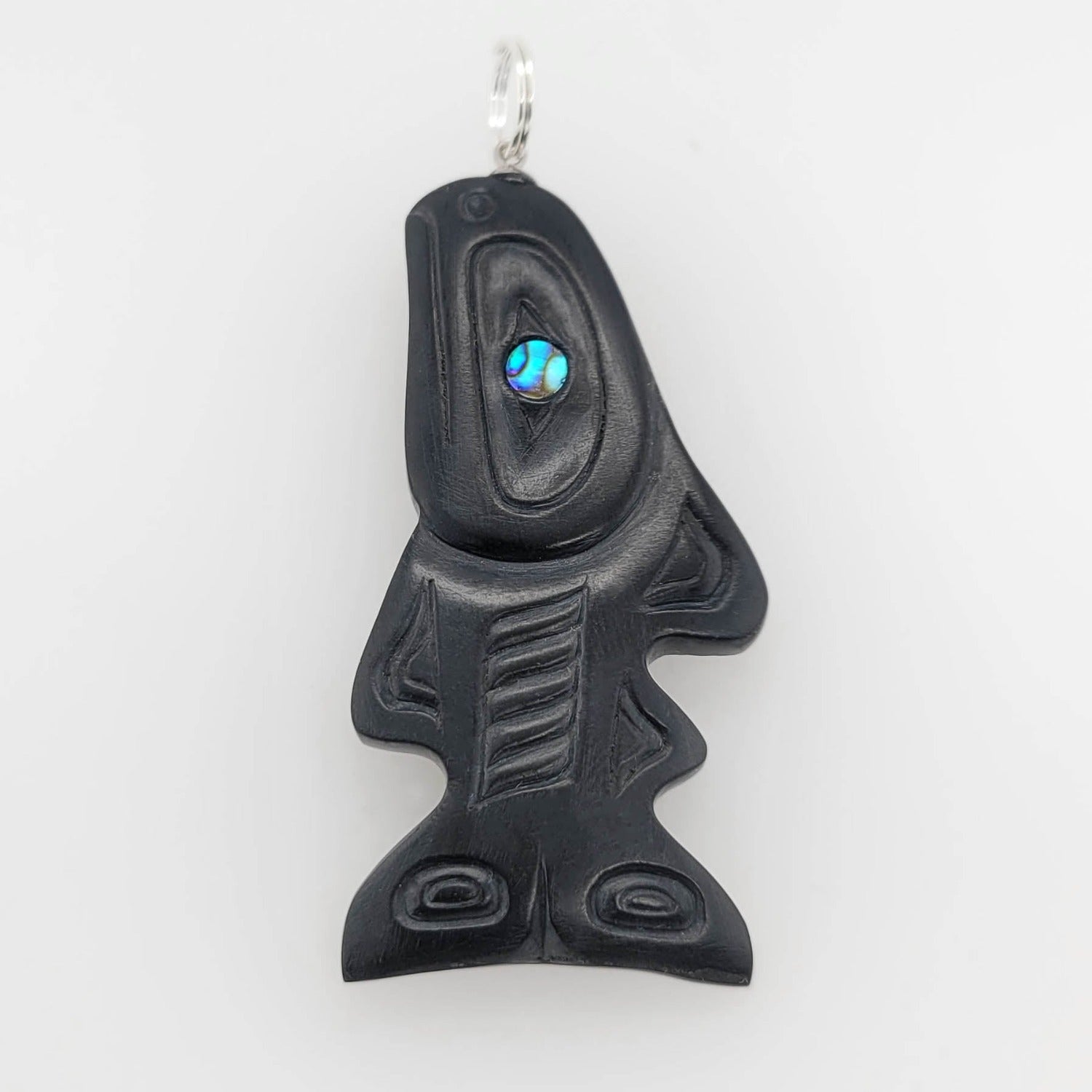 Argillite Salmon Pendant by Haida artist Gryn White