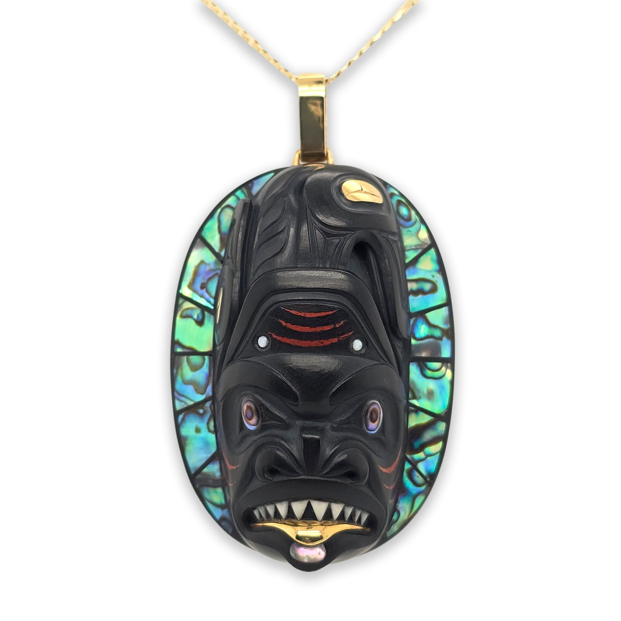 Argillite Shark Woman Pendant by Haida artist Darrell White