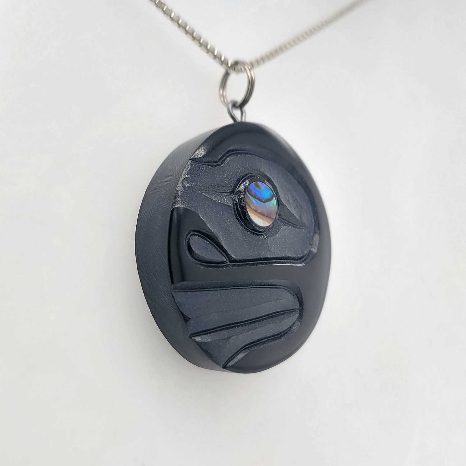 Argillite Moon Pendant by Haida artist Amy Edgars