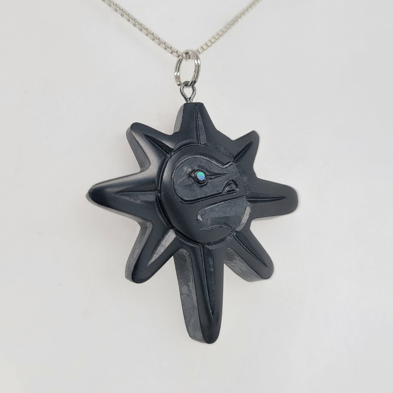 Native Argillite Sun Pendant by Haida artist Amy Edgars