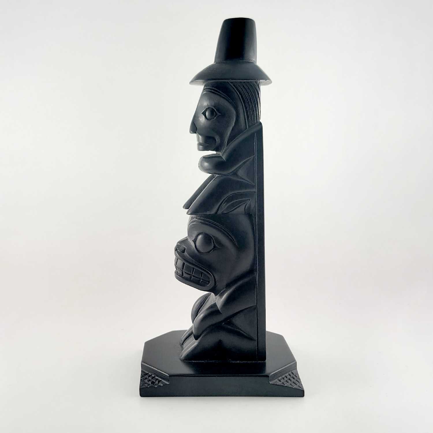 Argillite Totem Pole by Haida artist Alfie Collinson