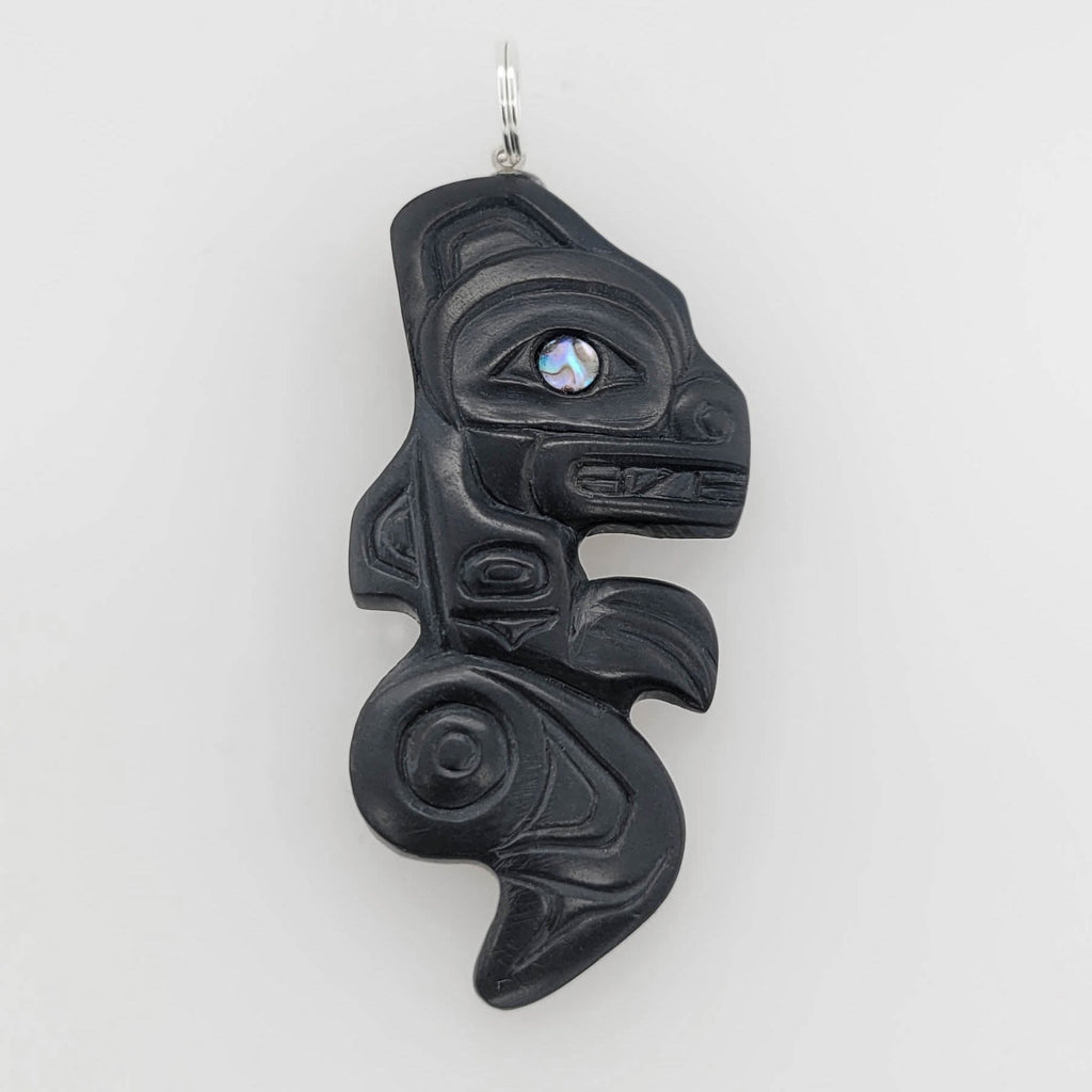 Argillite Transforming Killer Whale Pendant by Haida artist Gryn White
