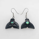 Argillite Whale Tail Earrings with Abalone by Haida artist Amy Edgars