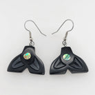 Argillite Whale Tail Earrings with Abalone by Haida artist Amy Edgars