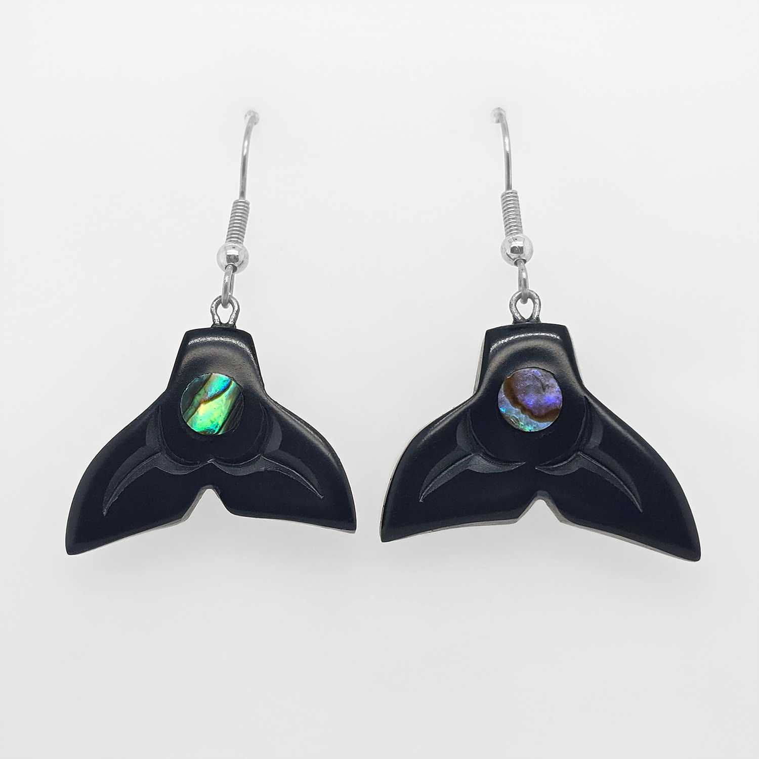 Argillite Whale Tail Earrings by Haida Artist Amy Edgars
