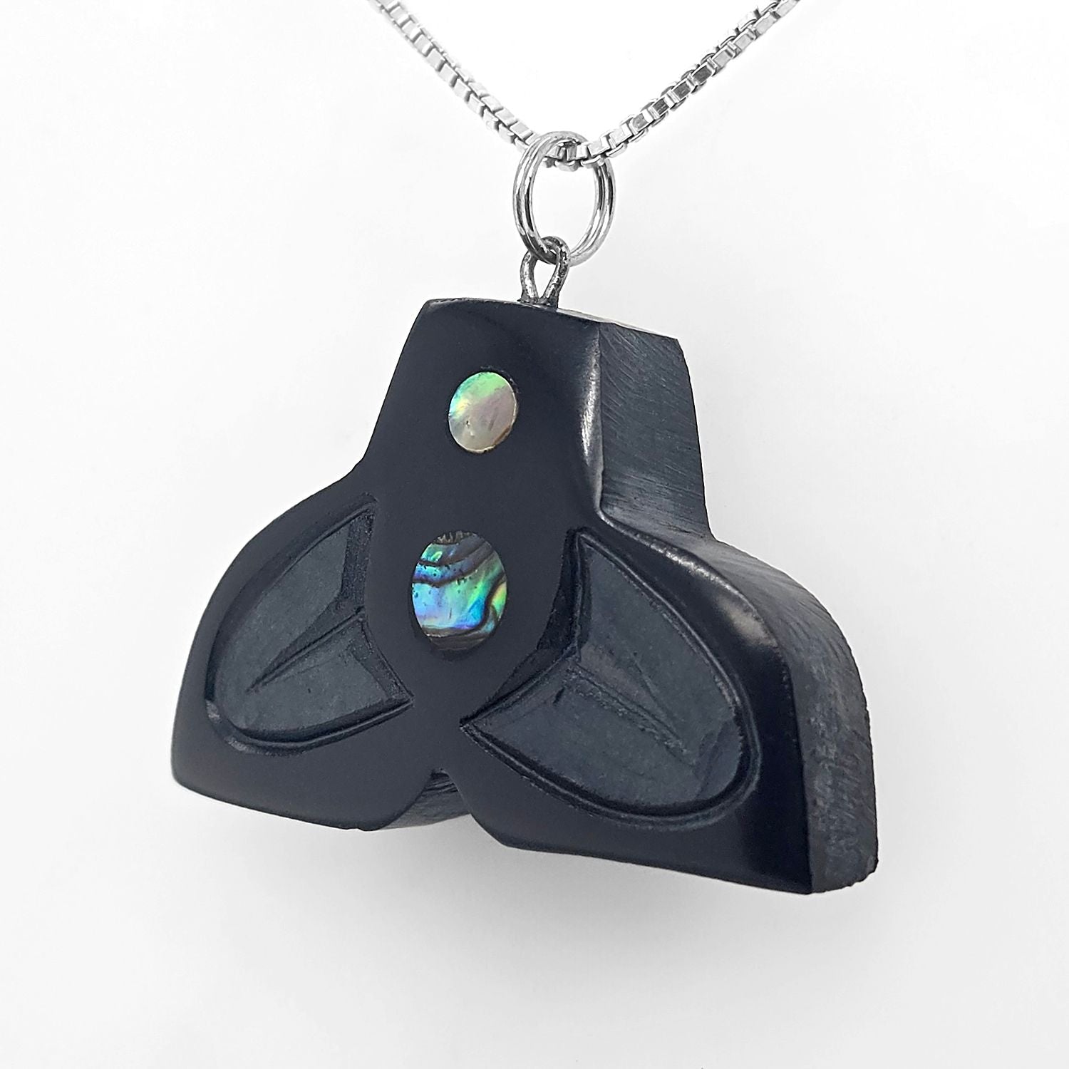 Argillite Whale Tail Pendant by Haida Artist Amy Edgars