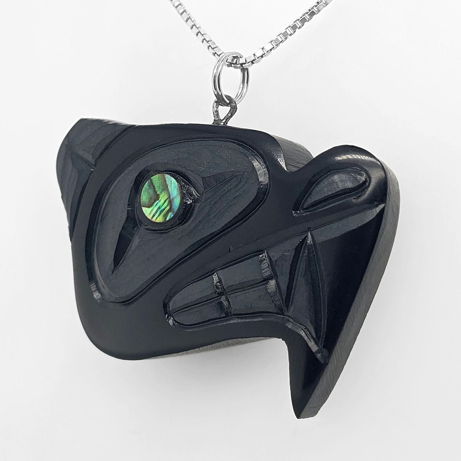 Argillite Wolf Head Pendant by Haida Artist Amy Edgars