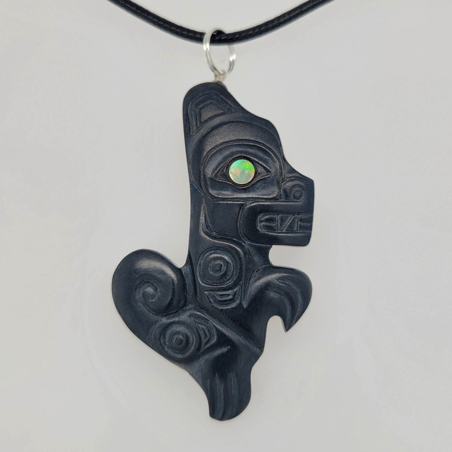 Argillite Wolf Pendant by Haida artist Gryn White