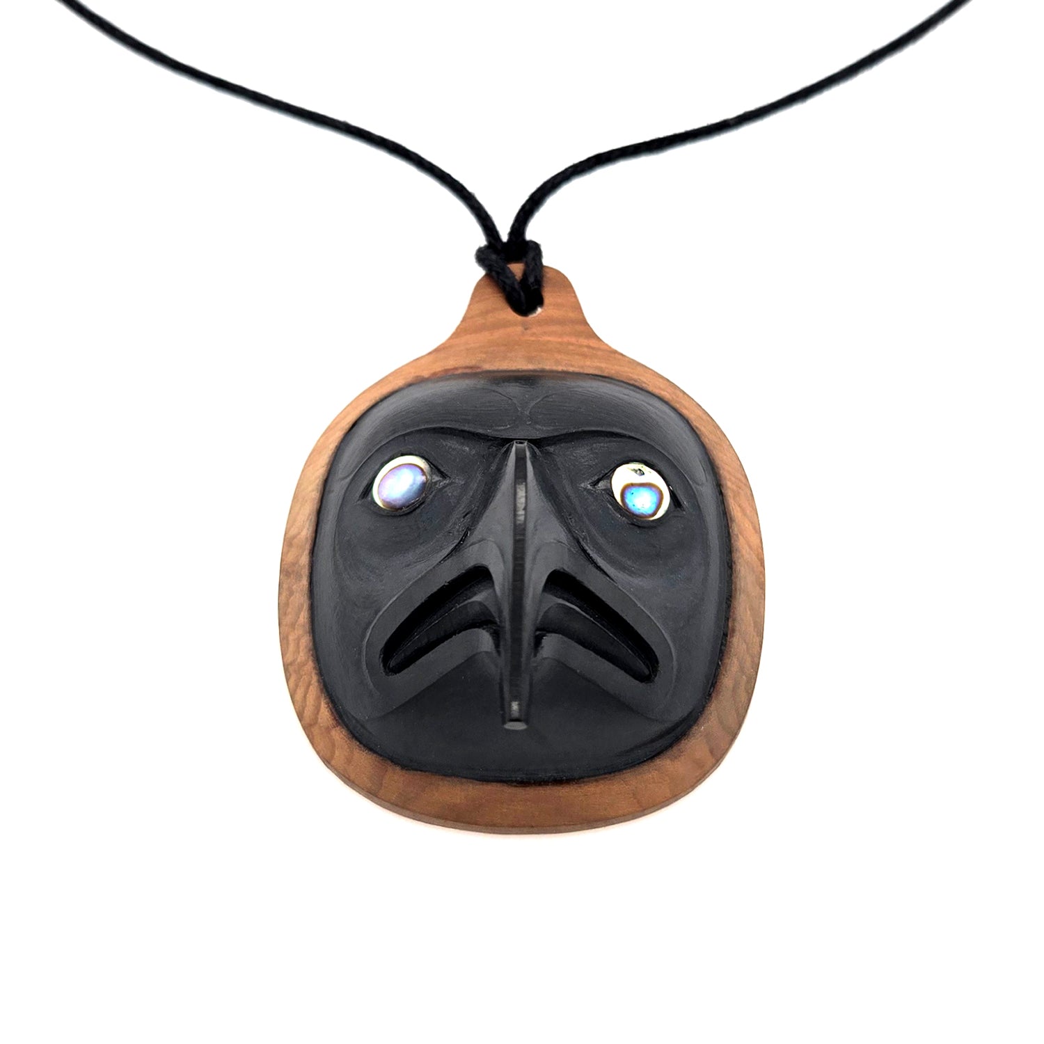 Argillite and Yew Eagle Pendant by Haida artist Ron Russ
