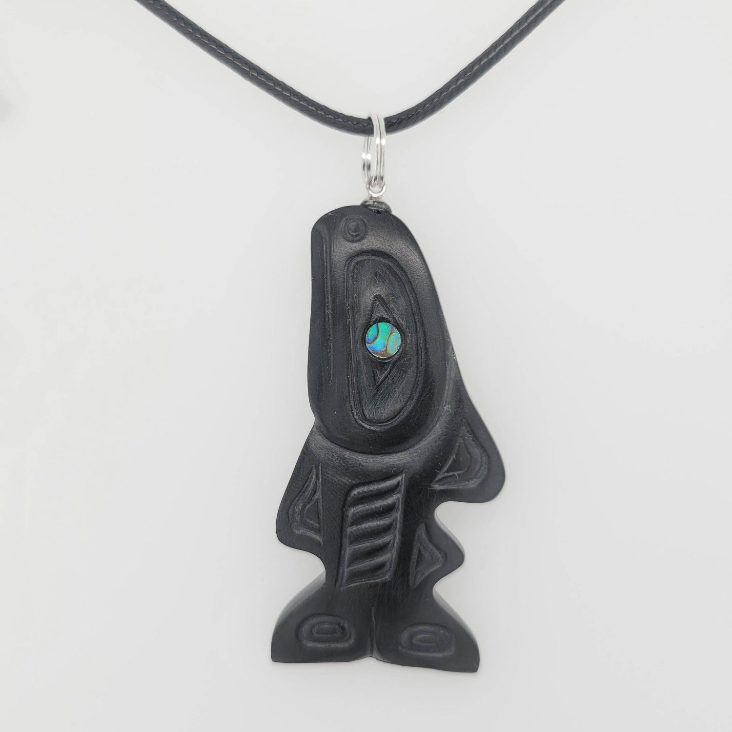 Argillite Salmon Pendant by Haida artist Gryn White