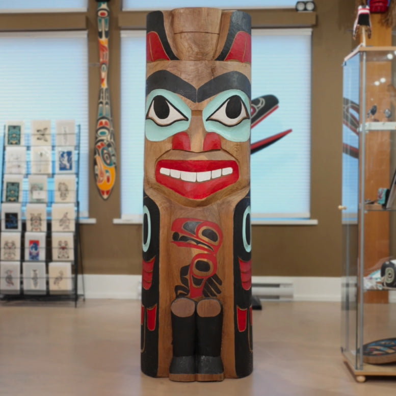 Haida Bear Raven Transformation Totem Pole