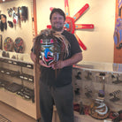 Raymond Shaw holding his Bukwas Mask