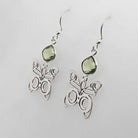 Silver Butterfly Earrings with Green Amethyst by Morgan Asoyuf