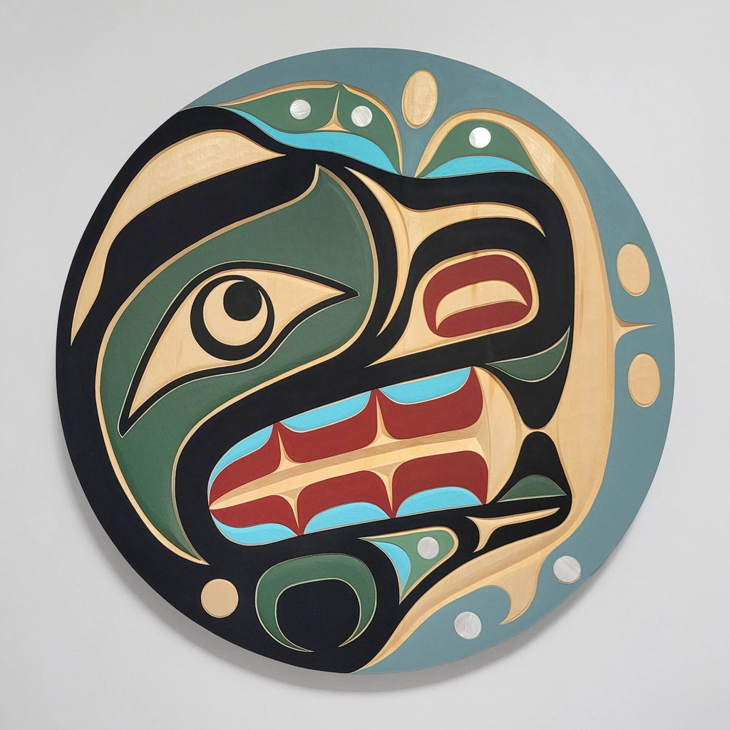 Native Cedar Bear Panel by Kwakiutl carver Trevor Hunt