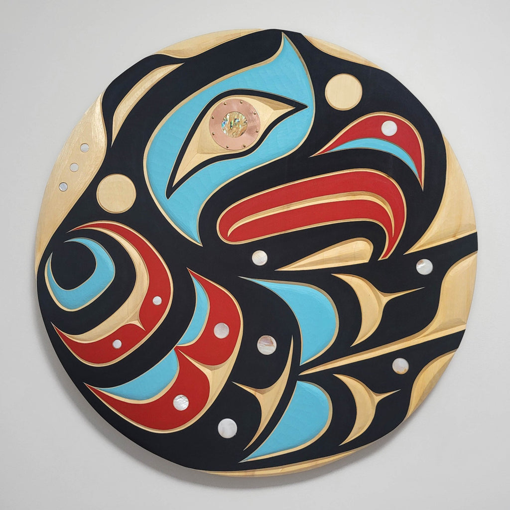 Indigenous Cedar Eagle Panel by Kwakiutl carver Trevor Hunt