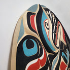 Large carved Wolf Yellow Cedar Wood Panel by Trevor Hunt