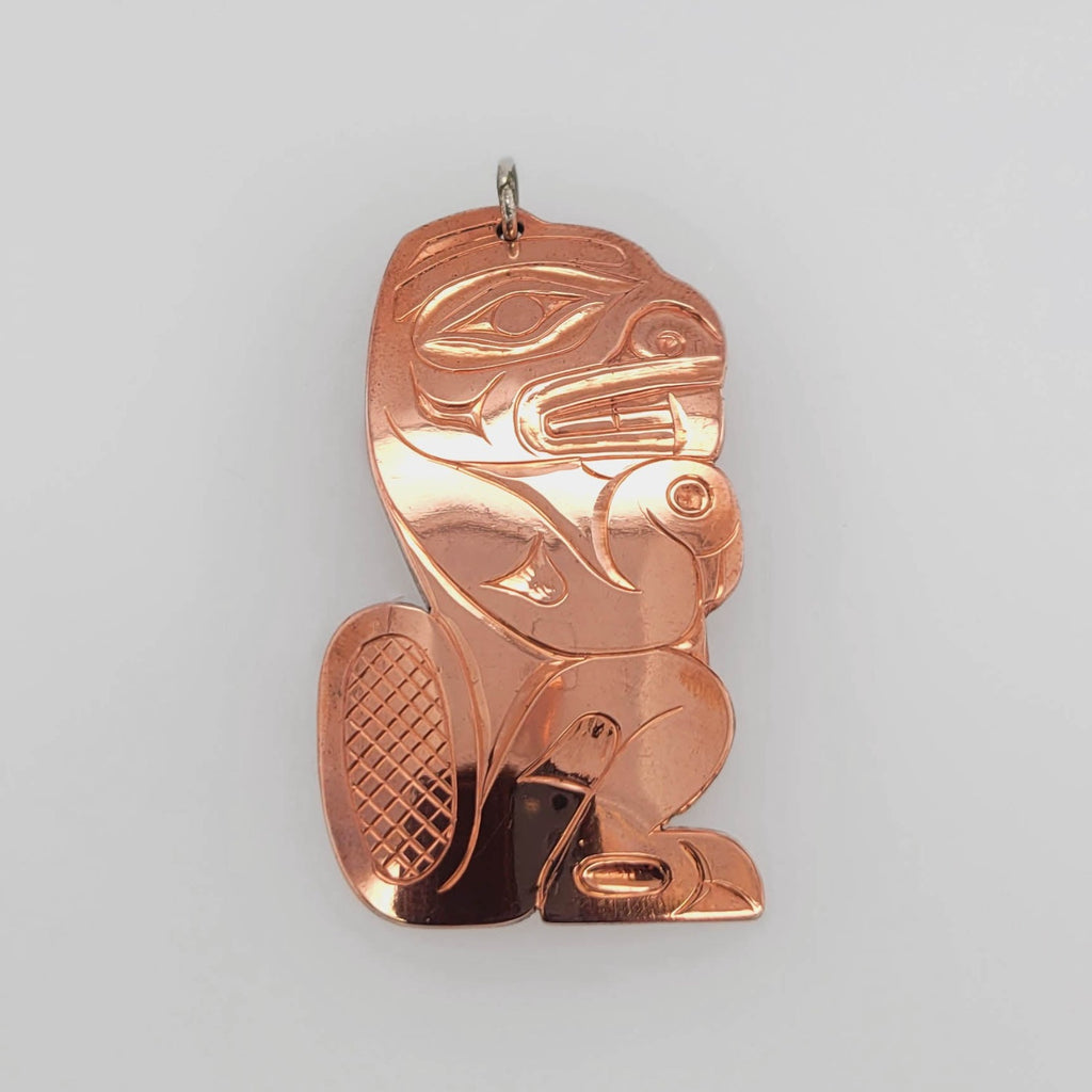 Indigenous Copper Beaver Pendant by Haida artist Derek White
