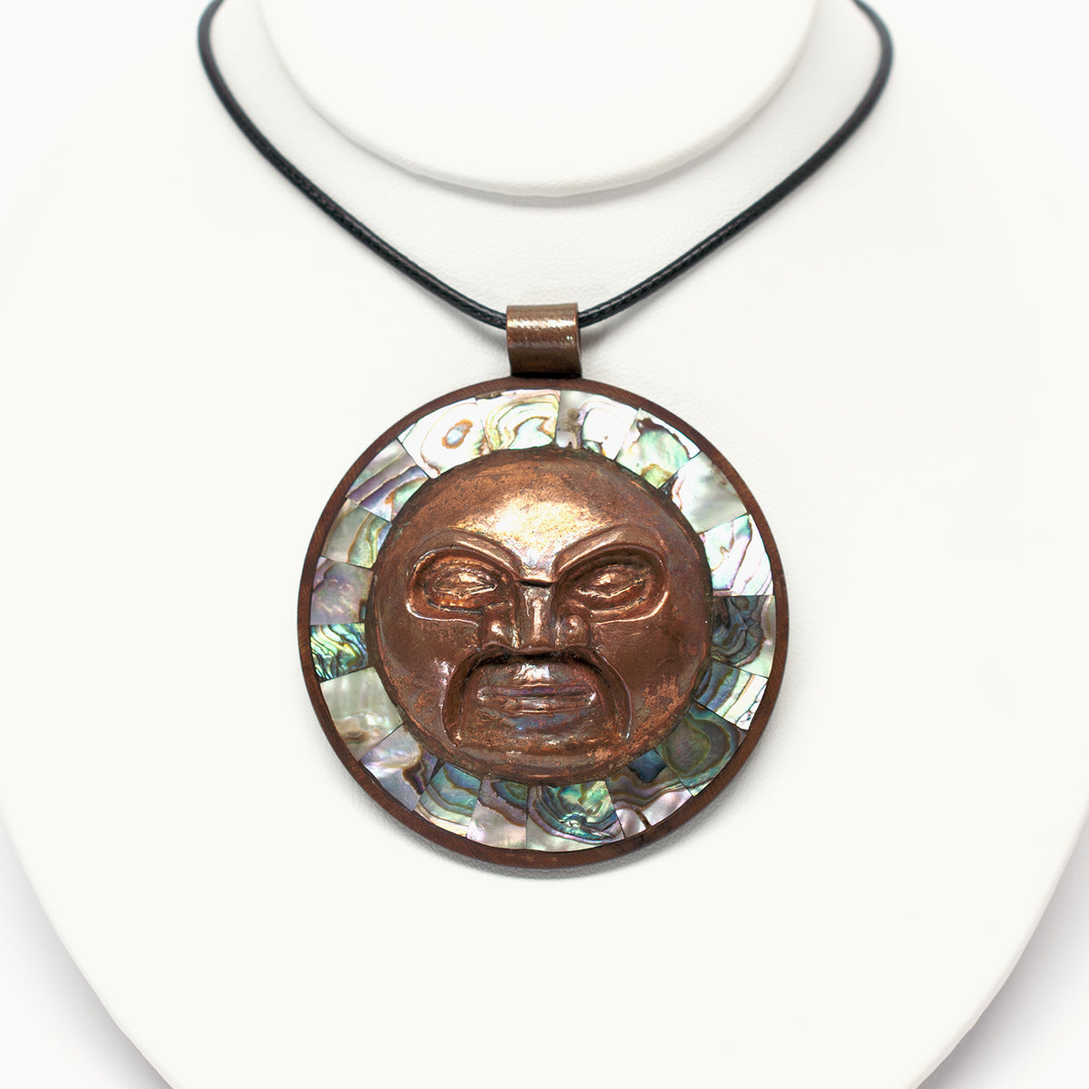 Copper and Abalone Moon Pendant by Haida/Tsimshian artist Mitch Adams