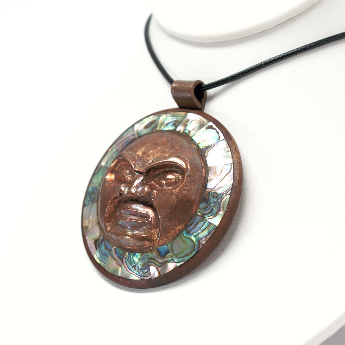 Copper and Abalone Moon Pendant by Haida/Tsimshian artist Mitch Adams